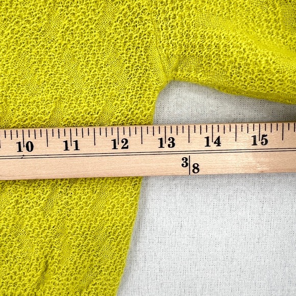 GANNI Tender Shoots Merino Lace Top Women XS Scoop Yellow Green Knit Sweater Top - Picture 6 of 16